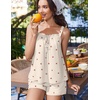Ekouaer Womens Sleeveless Pajamas Sets Cute Tank Top and Shorts Lounge Set(Beige Cherry)