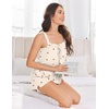Ekouaer Womens Sleeveless Pajamas Sets Cute Tank Top and Shorts Lounge Set(Beige Cherry)