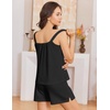 Ekouaer Womens Sleeveless Pajamas Sets Cute Tank Top and Shorts Lounge Set(Black)