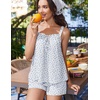 Ekouaer Womens Sleeveless Pajamas Sets Cute Tank Top and Shorts Lounge Set(Blue Florals)