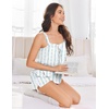 Ekouaer Womens Sleeveless Pajamas Sets Cute Tank Top and Shorts Lounge Set(Blue Patterned Bow)