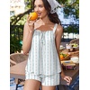 Ekouaer Womens Sleeveless Pajamas Sets Cute Tank Top and Shorts Lounge Set(Blue Patterned Bow)