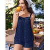 Ekouaer Womens Sleeveless Pajamas Sets Cute Tank Top and Shorts Lounge Set(Navy Florals)