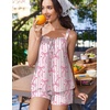 Ekouaer Womens Sleeveless Pajamas Sets Cute Tank Top and Shorts Lounge Set(Striped Heart Bow)