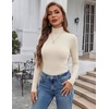 Ekouaer Womens Turtleneck Tops Winter Ribbed Long Sleeve Shirts(Beige)