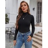 Ekouaer Womens Turtleneck Tops Winter Ribbed Long Sleeve Shirts(Black)