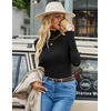 Ekouaer Womens Turtleneck Tops Winter Ribbed Long Sleeve Shirts(Black)