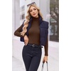Ekouaer Womens Turtleneck Tops Winter Ribbed Long Sleeve Shirts(Coffee Brown)