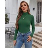 Ekouaer Womens Turtleneck Tops Winter Ribbed Long Sleeve Shirts(Green)