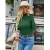 Ekouaer Womens Turtleneck Tops Winter Ribbed Long Sleeve Shirts(Green)