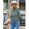 Ekouaer Womens Turtleneck Tops Winter Ribbed Long Sleeve Shirts(Grey Green)