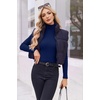 Ekouaer Womens Turtleneck Tops Winter Ribbed Long Sleeve Shirts(Navy Blue)
