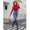 Ekouaer Womens Turtleneck Tops Winter Ribbed Long Sleeve Shirts(Red)