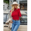 Ekouaer Womens Turtleneck Tops Winter Ribbed Long Sleeve Shirts(Red)