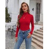 Ekouaer Womens Turtleneck Tops Winter Ribbed Long Sleeve Shirts(Red)