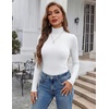 Ekouaer Womens Turtleneck Tops Winter Ribbed Long Sleeve Shirts(White)