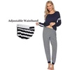 Maternity Pajamas Set Nursing Breastfeeding Postpartum Pregnancy Pjs(Navy Blue)