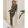 Maternity Pajamas Set Nursing Pregnancy Breastfeeding Postpartum Lounge Pjs(Army Green)