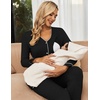 Maternity Pajamas Set Nursing Pregnancy Breastfeeding Postpartum Lounge Pjs(Black)