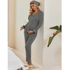 Maternity Pajamas Set Nursing Pregnancy Breastfeeding Postpartum Lounge Pjs(Deep Grey)
