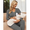 Maternity Pajamas Set Nursing Pregnancy Breastfeeding Postpartum Lounge Pjs(Deep Grey)
