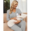 Maternity Pajamas Set Nursing Pregnancy Breastfeeding Postpartum Lounge Pjs(Light Grey)