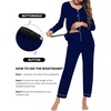 Maternity Pajamas Set Nursing Pregnancy Breastfeeding Postpartum Lounge Pjs(Navy Blue)