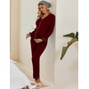 Maternity Pajamas Set Nursing Pregnancy Breastfeeding Postpartum Lounge Pjs(Wine Red)