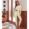 Thermal Underwear for Women Fleece Linen Long John Sets Warm Base Layer(Beige)