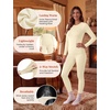 Thermal Underwear for Women Fleece Linen Long John Sets Warm Base Layer(Beige)