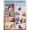 Thermal Underwear for Women Fleece Linen Long John Sets Warm Base Layer(Beige)