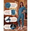 Thermal Underwear for Women Fleece Linen Long John Sets Warm Base Layer(Dark Blue)