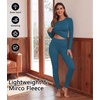 Thermal Underwear for Women Fleece Linen Long John Sets Warm Base Layer(Dark Blue)