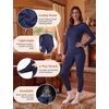 Thermal Underwear for Women Fleece Linen Long John Sets Warm Base Layer(Navy Blue)