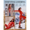 Thermal Underwear for Women Fleece Linen Long John Sets Warm Base Layer(Red)