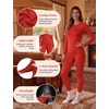 Thermal Underwear for Women Fleece Linen Long John Sets Warm Base Layer(Red)