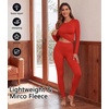 Thermal Underwear for Women Fleece Linen Long John Sets Warm Base Layer(Red)