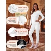 Thermal Underwear for Women Fleece Linen Long John Sets Warm Base Layer(White)