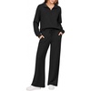 Ekouaer 2 Piece Sets for Women Half Zip Lounge Sets Matching Fall Outfits(Black)
