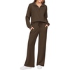 Ekouaer 2 Piece Sets for Women Half Zip Lounge Sets Matching Fall Outfits(Brown)