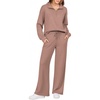 Ekouaer 2 Piece Sets for Women Half Zip Lounge Sets Matching Fall Outfits(Smoky Brown)