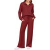 Ekouaer 2 Piece Sets for Women Half Zip Lounge Sets Matching Fall Outfits(Wine Red)