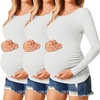 Ekouaer 3/4 Pack Womens Maternity Shirts Long Sleeve Pregnancy Tops(3pcs White / White / White)