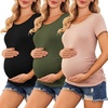 Ekouaer 3/4 Pack Womens Maternity Shirts Short Sleeve Pregnancy Tops