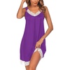 Ekouaer Nightgowns for Women Lace Trim V Neck Night Gowns for Adult Women(Aubergine Purple)