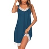 Ekouaer Nightgowns for Women Lace Trim V Neck Night Gowns for Adult Women(Blue Green)