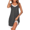 Ekouaer Nightgowns for Women Lace Trim V Neck Night Gowns for Adult Women(Dark Grey)