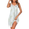 Ekouaer Nightgowns for Women Lace Trim V Neck Night Gowns for Adult Women(Floral Light Green)