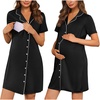 Ekouaer Nursing Nightgown Labor and Delivery Gown Maternity Pajamas Dress(Black)