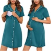 Ekouaer Nursing Nightgown Labor and Delivery Gown Maternity Pajamas Dress(Blue Green)